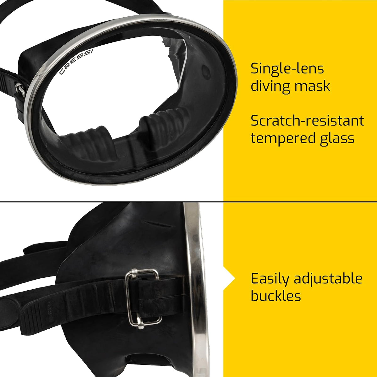 Cressi Pacifico Rubber Mask, Negro
