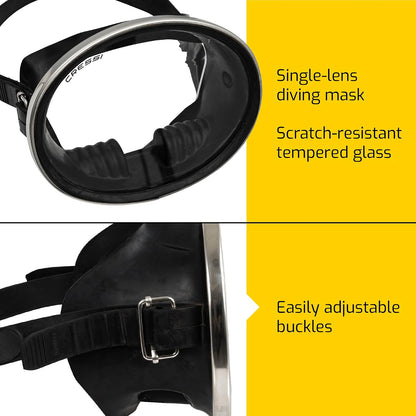 Cressi Pacifico Rubber Mask, Negro