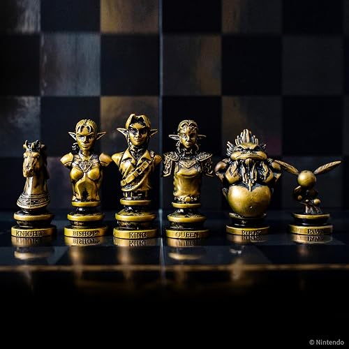 The Legend of Zelda Collector's Chess Set, Juego de Estrategia Link vs. Ganondorf, 32 Piezas Personalizadas de héroe y Villano, Juego de Mesa clásico para fanáticos de Zelda, con Licencia Oficial de