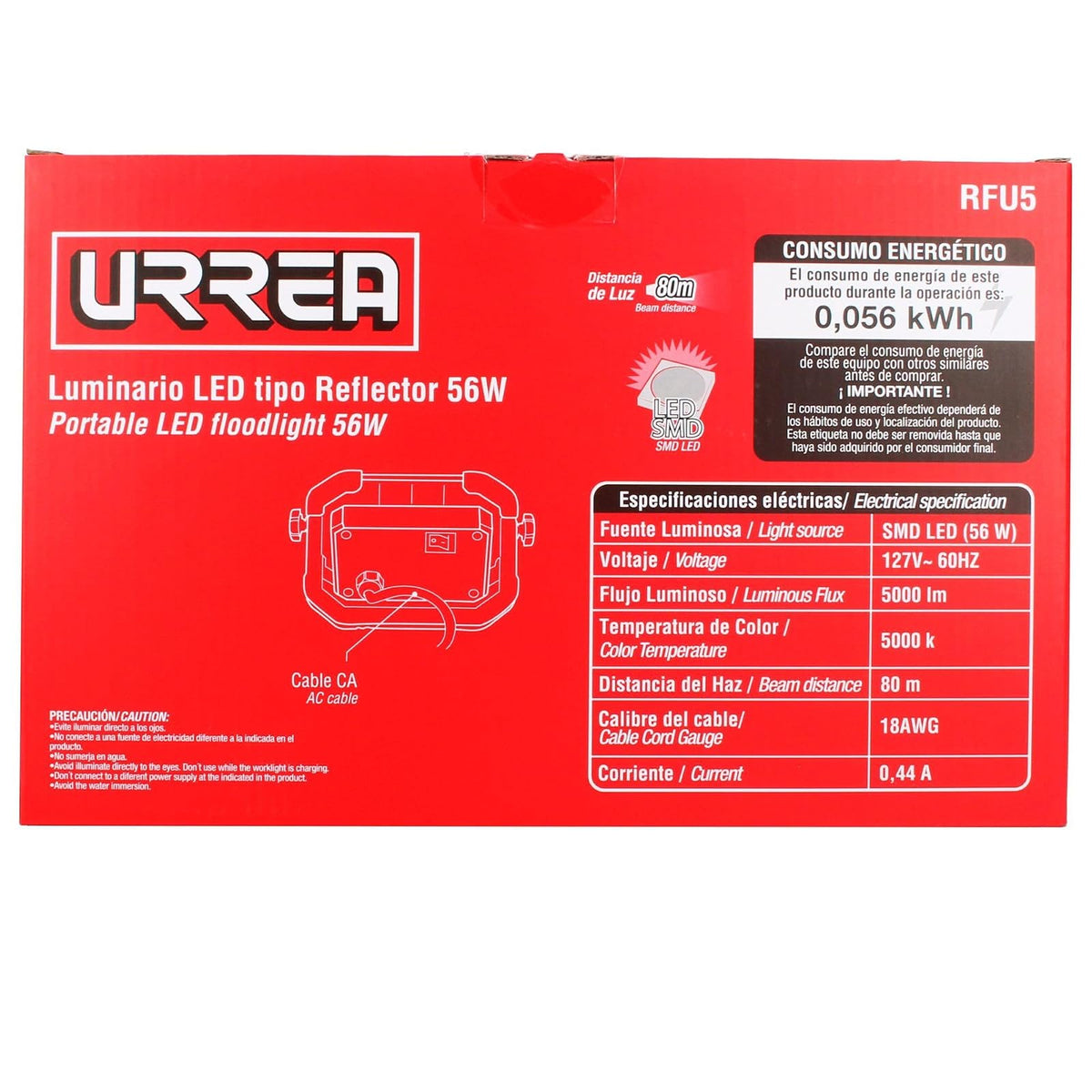 Urrea RFU5 Reflector de LED SMD 127 V - 60 Hz de 5,000 lm