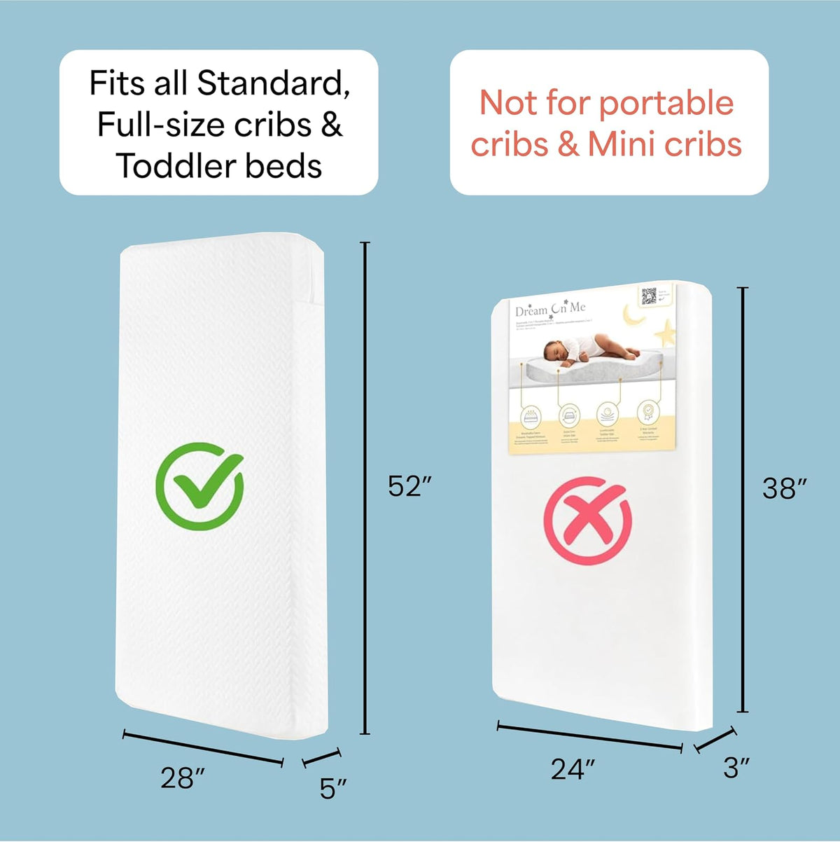 Dream On Me Baby ZZZ 5” Foam Crib & Toddler Bed Mattress