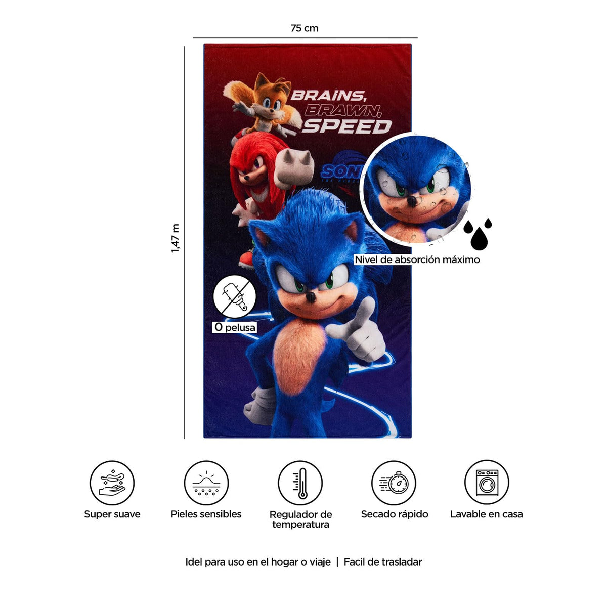Toalla Premium para Baño 75x147 cm Sonic Brains