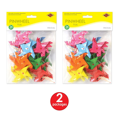 Beistle 59931 48 Piece Pinwheel Picks, 5", Multicolor