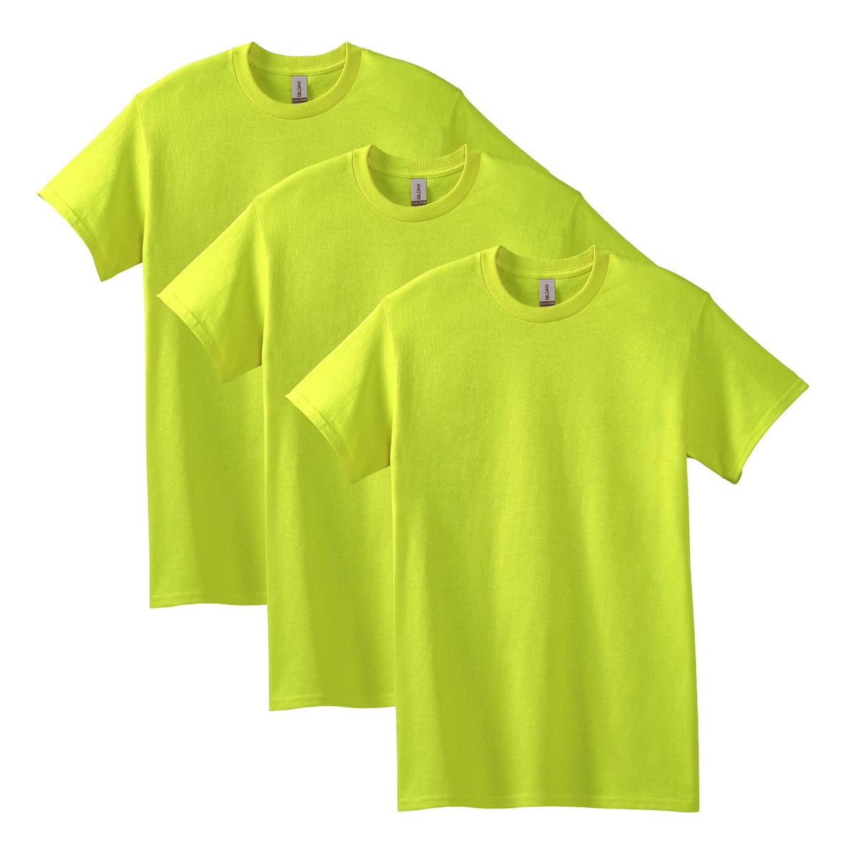 Gildan G5000 Camiseta de Algodón Pesado para Hombre - 3 - Verde Seguridad (3 unidades) - G