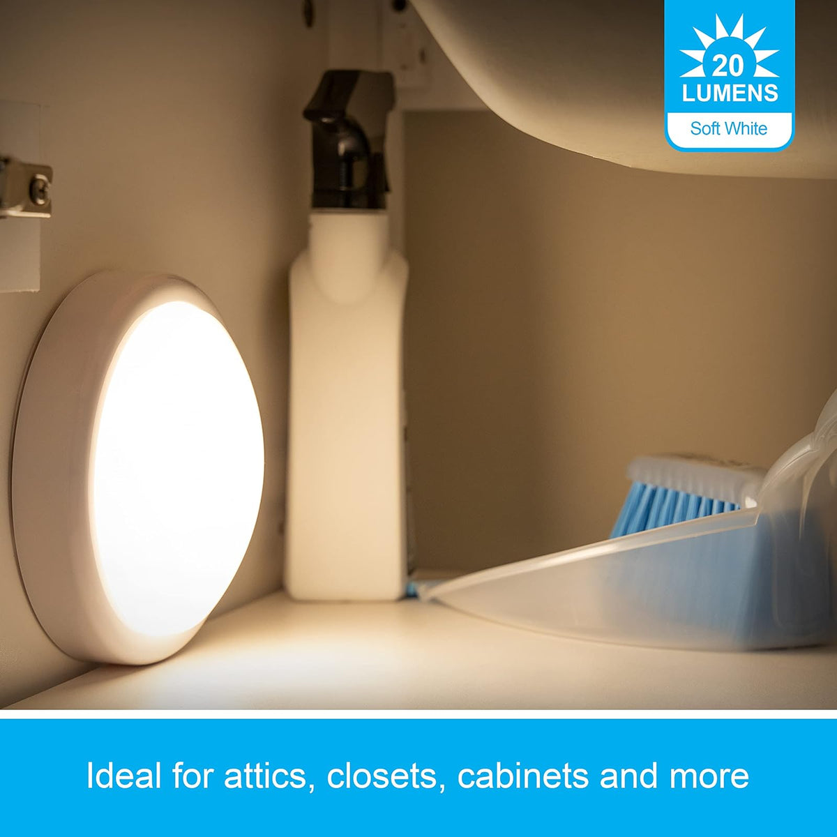 GE 54807 - Luz de llave con pilas, color blanco, autoadhesiva, inalámbrica y portátil, ideal para armarios, armarios, mesitas de noche, baños y pasillos