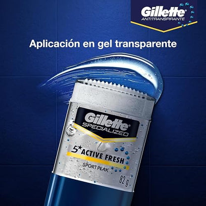 Gillette Gel Invisible Antitranspirante Specialized Active Fresh Sport Peak 82 g, 2 Unidades