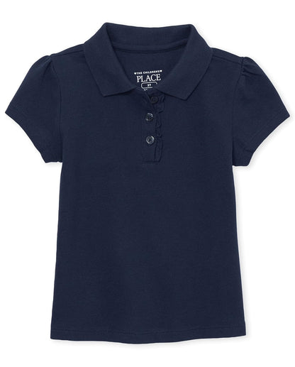 The Children's Place Polo Piqué de Manga Corta con Volantes para Niña - Estándar - 3 Años - Tidal
