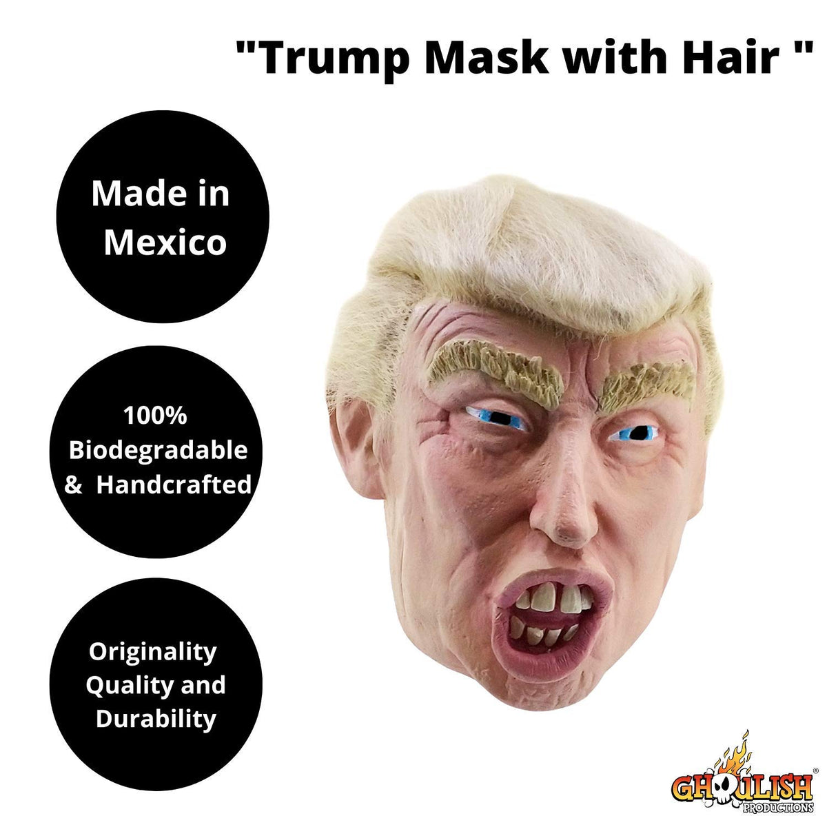 Máscara con Cabello de Presidente de USA, Máscaras de Personajes Famosos Ideal para Disfraz de Halloween