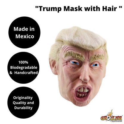Máscara con Cabello de Presidente de USA, Máscaras de Personajes Famosos Ideal para Disfraz de Halloween