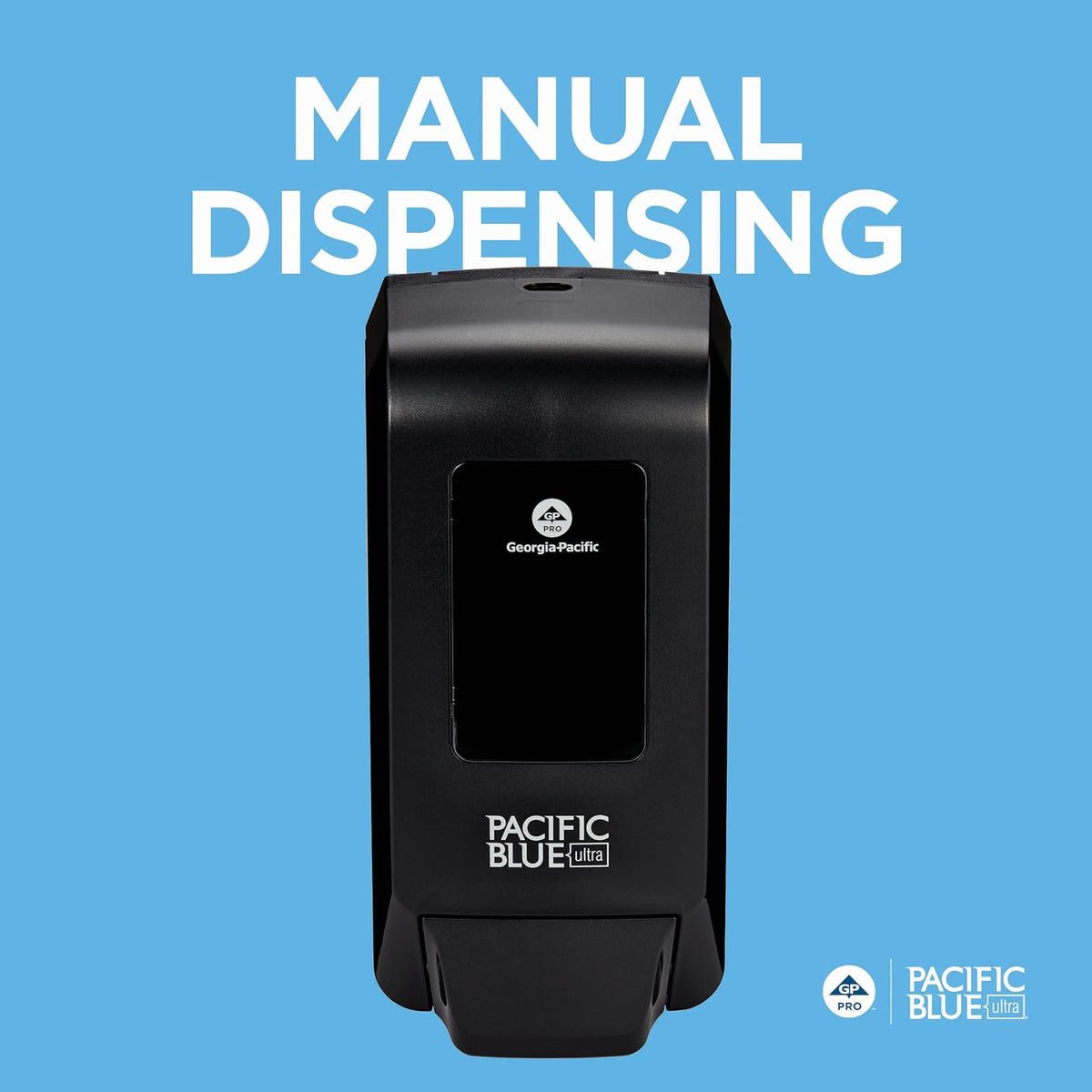Pacific Blue Ultra™ Wall-Mounted Manual Dispenser for Foaming Hand Soap and Hand Sanitizer by Georgia-Pacific, Black, 53057, 11.5” W x 5.6” D by 4.4” H