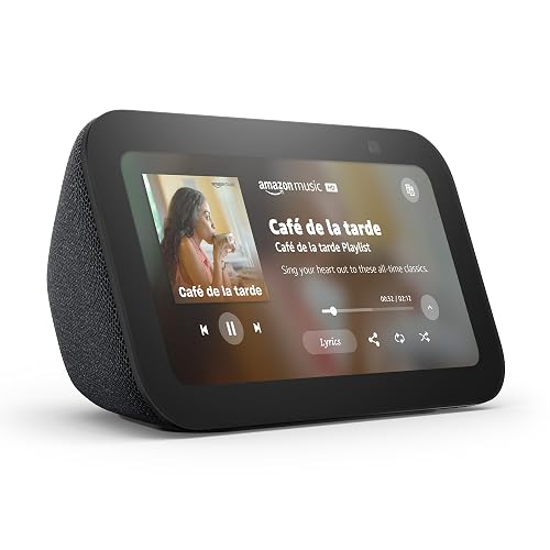 Echo Show 5 (modelo más reciente), Pantalla inteligente con graves más profundos y sonido más claro, Negro, con el Acceso Anticipado de Alexa+