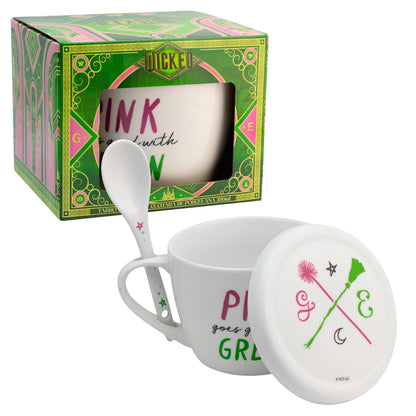 Funkids - Taza con tapa y cuchara deporcelana Wicked con caja de regalo 580ml.