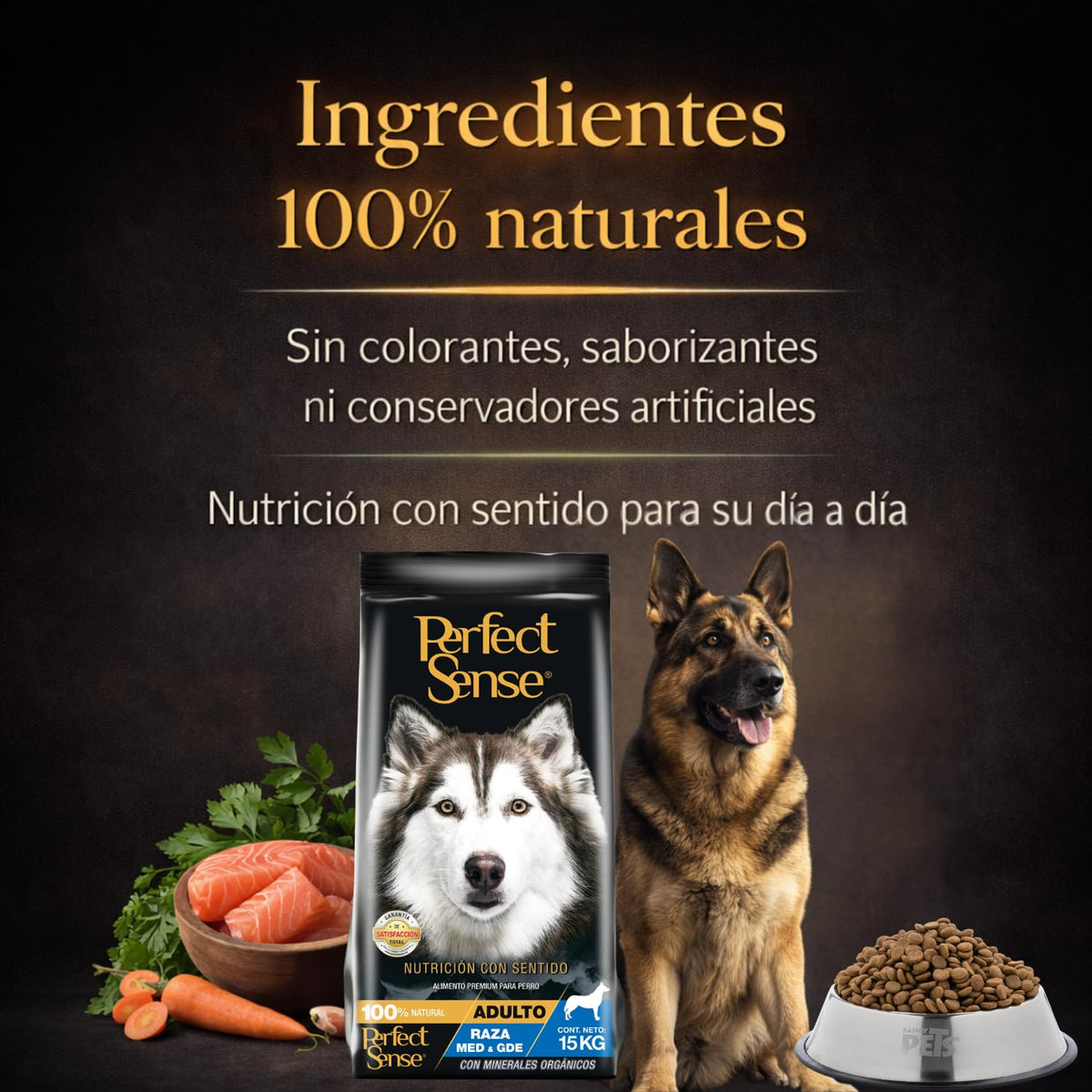 Perfect Sense Alimento Premium para Perro Adulto Raza Mediana y Grande MLB 15 kg - 100% Natural con Omega 3, Prebióticos y Antioxidantes - Alta Digestibilidad