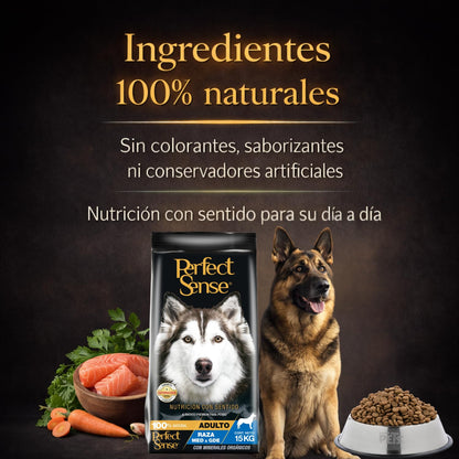 Perfect Sense Alimento Premium para Perro Adulto Raza Mediana y Grande MLB 15 kg - 100% Natural con Omega 3, Prebióticos y Antioxidantes - Alta Digestibilidad