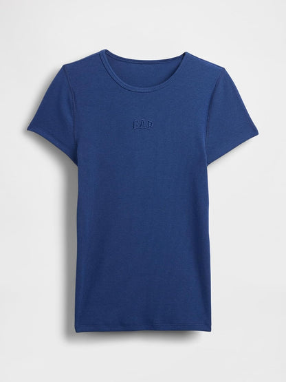 Gap - Playera Moderna de Manga Corta con Logotipo Acanalado para Mujer