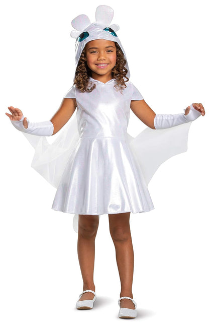 Disfraz clásico de How to Train Your Dragon Girls Light Fury talla 7/8, blanco