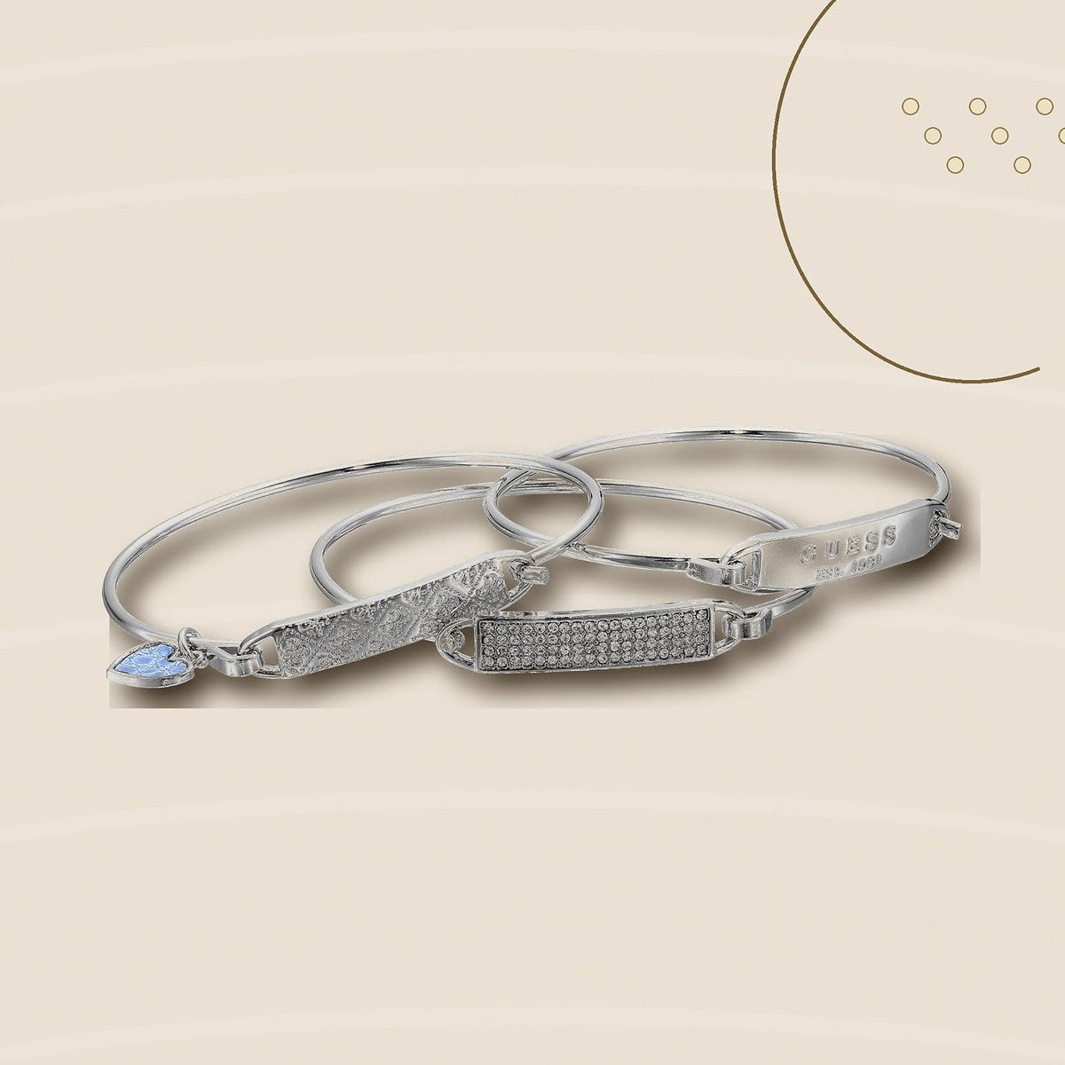 Guess - Pulsera de 3 piezas con identificación de tensión