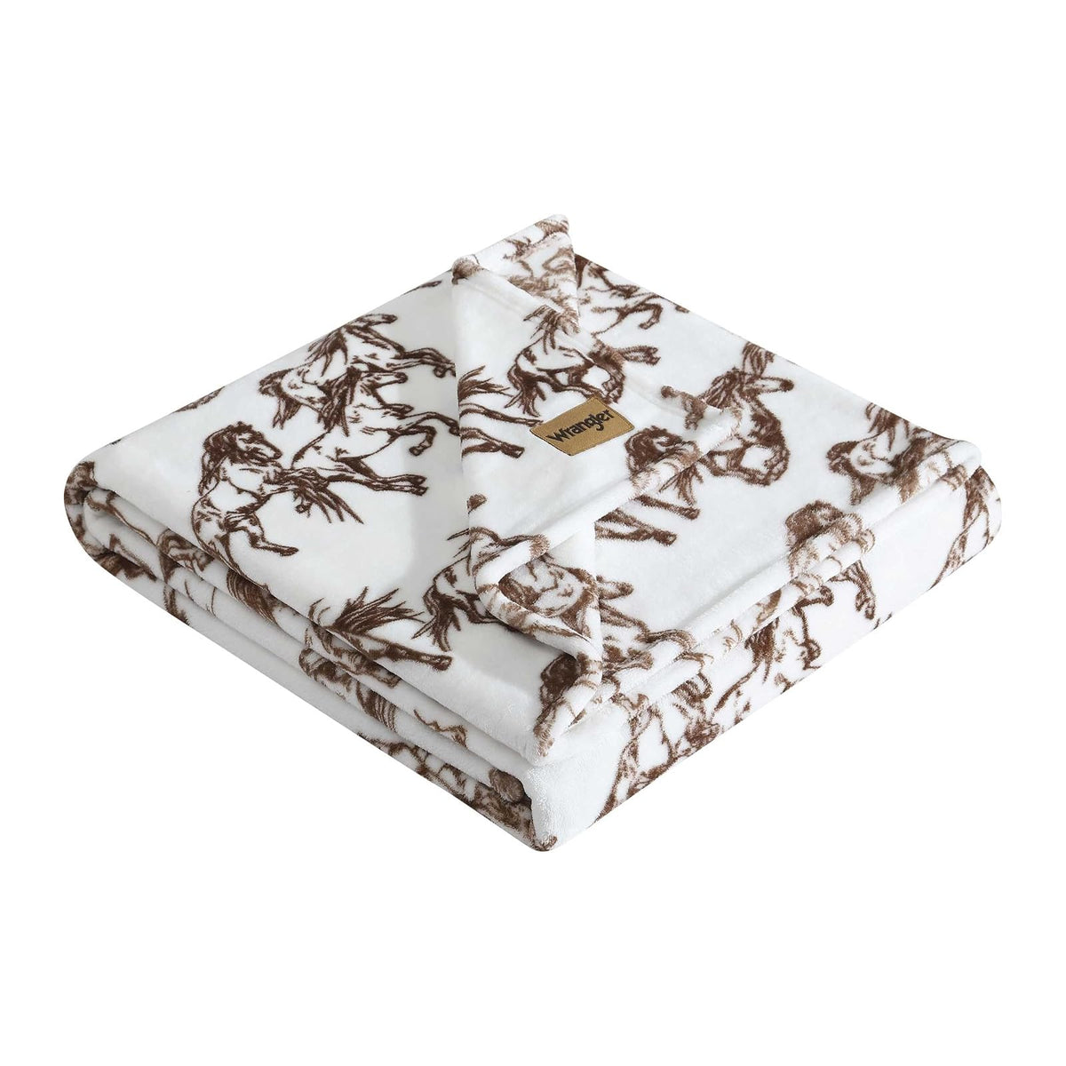 Wrangler - Manta de Forro Polar de Felpa Suave, Inspirada en Yellowstone, decoración Occidental para Cama o sofá (café mostangs, 50 x 70 Pulgadas)