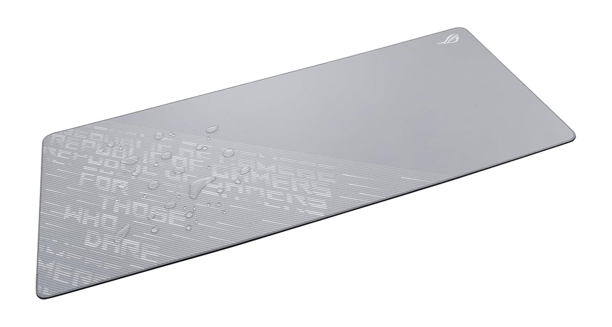 ASUS ROG Scabbard II Arctic Gray XXL - Alfombrilla de Mouse para Juegos - 35.4 x 15.7 Pulgadas (tamaño extendido/XXL), Superficie de Tela Suave, Resistente al Agua, al Aceite/al Polvo, Bordes