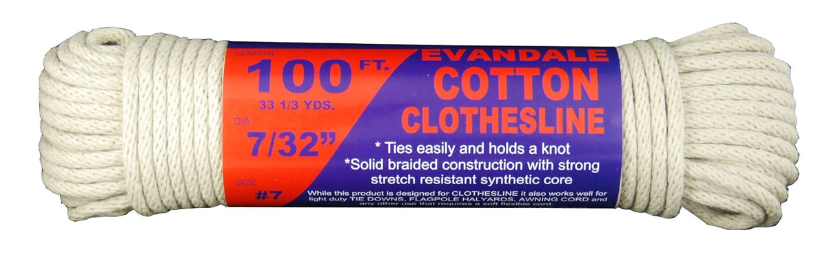 T.W Evans Cordage 43-070 - Tendedero de algodón Evandale de 7/32 pulgadas 100 Hank