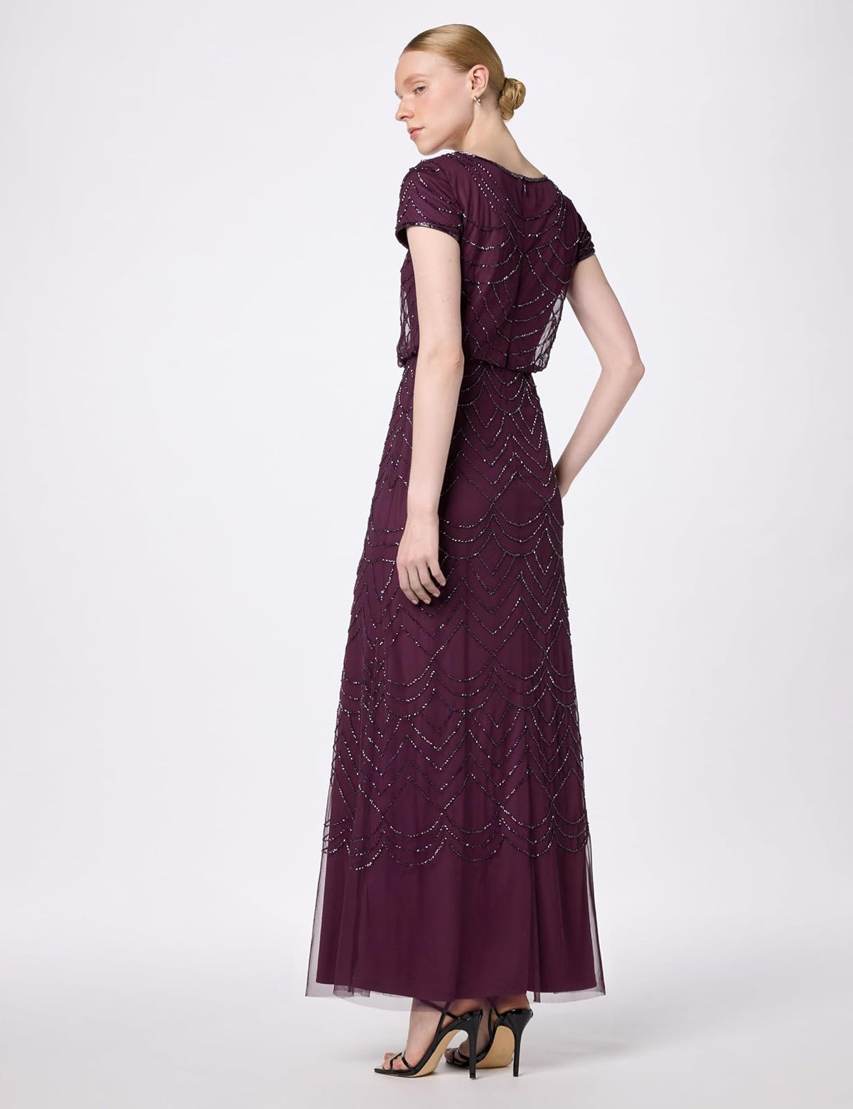 Adrianna Papell Vestido de Manga Corta con Cuentas Vestido para Mujer