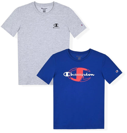 Champion - Playera de Manga Corta para niños, Paquete de 2 - 7 - Brezo gris