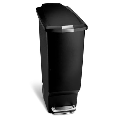 simplehuman, bote de basura estrecho con pedalL, plástico negro, 40 L - Negro