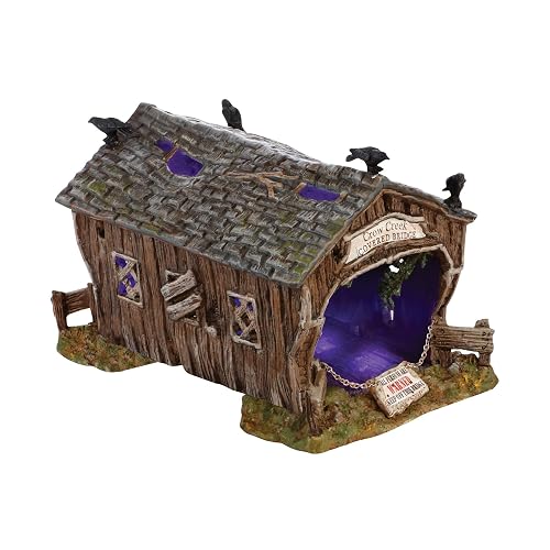 Department 56 Accesorios para pueblos Halloween Crow Creek - Figura de Accesorio de Puente Cubierto, 4.7 Pulgadas