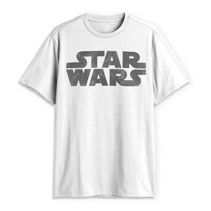STAR WARS - Playera de Manga Corta con Logotipo más Simple para Hombre - G - Blanco