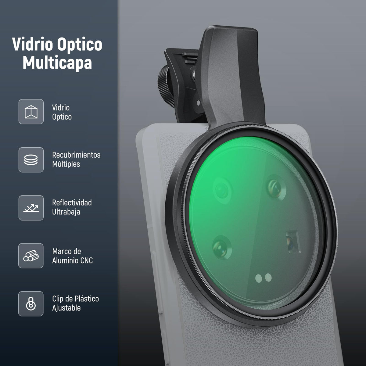 NEEWER 67mm Clip On Negro Difusión 1/4 Filtro para Filtro de Efecto Cinematográfico de Niebla,para Teléfono, Fotografía Lente Accesorios Kit para Android Smartphone Cámara, FL-B20
