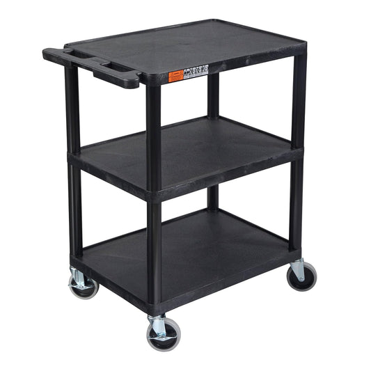 Luxor STC222-B 3-Shelf Utility Cart, Black