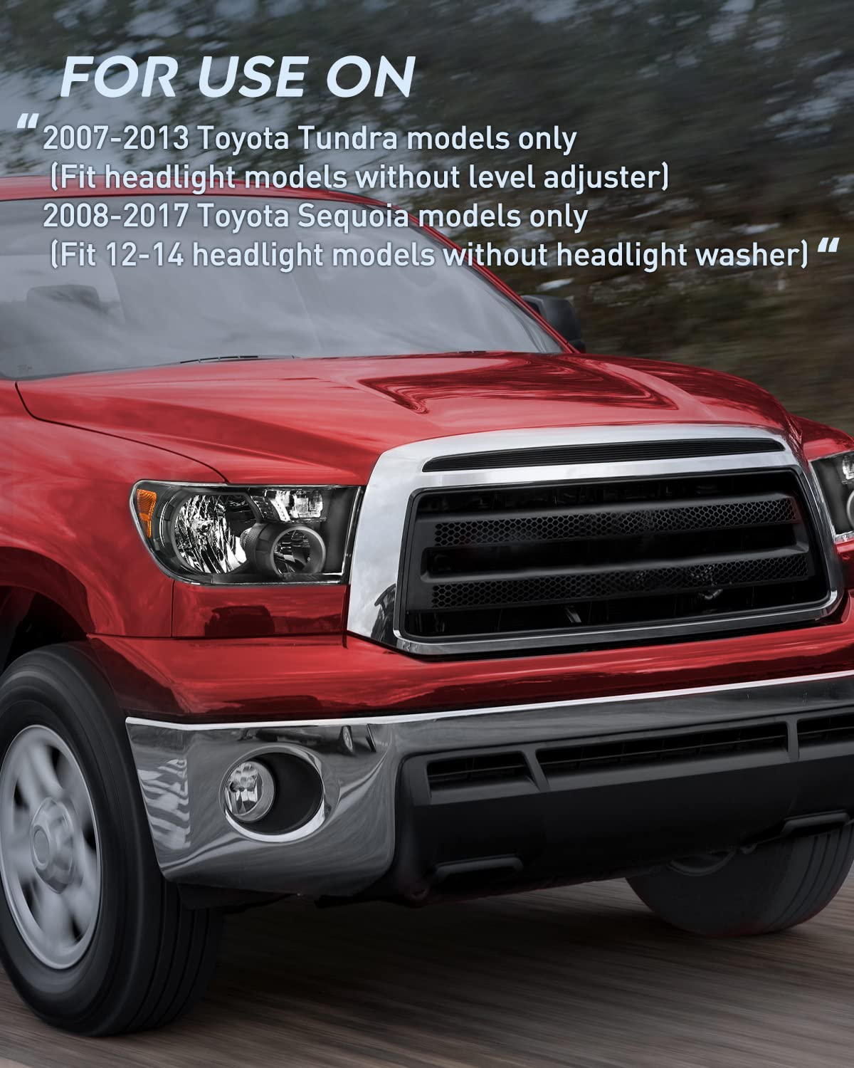 Nilight Headlight Assembly for 2007 2008 2009 2010 2011 2012 2013 Toyota Tundra 2008-2017 Sequoia Headlamps Replacement Black Housing Amber Reflector Driver and Passenger Side