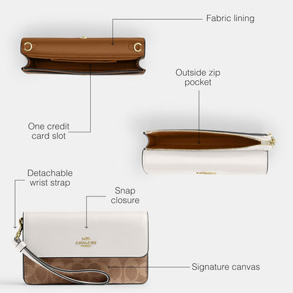 COACH Foldover Wristlet WRISTLET PLEGABLE Mujer