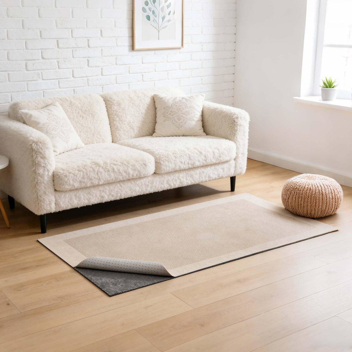VEVOR Alfombrilla Antideslizante para Alfombras 91,44 x 152,4 cm, Base Antideslizante con Doble Superficie de Fieltro y Agarre de Goma, Protege Suelos y Mantiene Alfombras en Su Lugar, Gris Claro