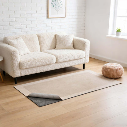 VEVOR Alfombrilla Antideslizante para Alfombras 91,44 x 152,4 cm, Base Antideslizante con Doble Superficie de Fieltro y Agarre de Goma, Protege Suelos y Mantiene Alfombras en Su Lugar, Gris Claro