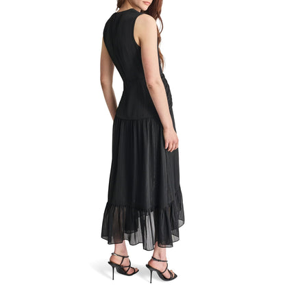 DKNY - Vestido de Manga Corta abombada hasta la Rodilla con Cierre Trasera expuesta