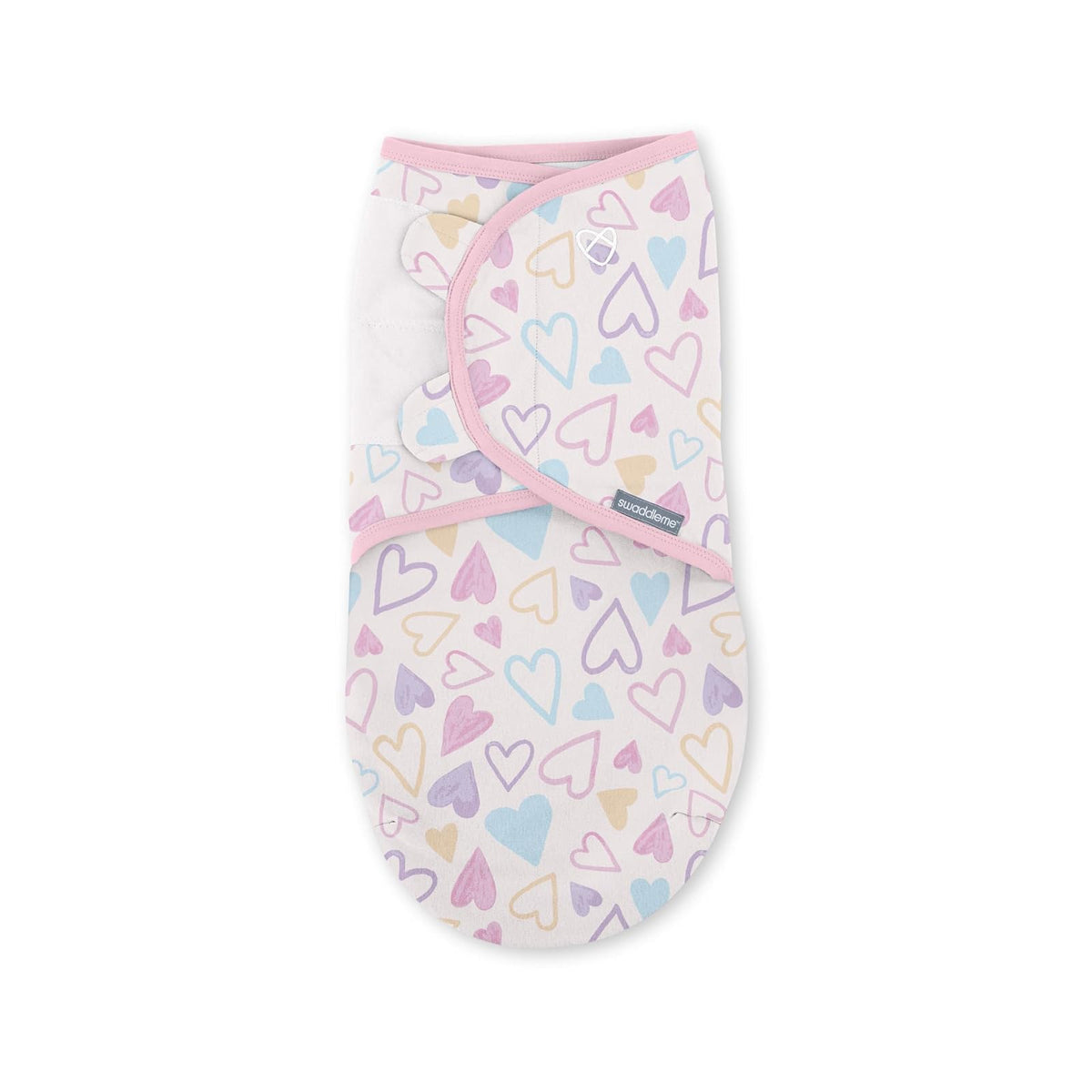 Ingenuity SwaddleMe Mantas envolventes para bebé niña de algodón, 0 a 3 Meses, 2 Piezas, Color Rosado con Corazones