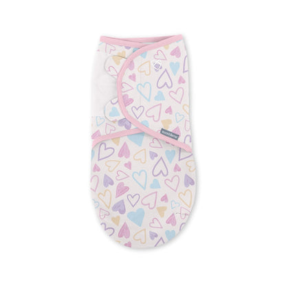Ingenuity SwaddleMe Mantas envolventes para bebé niña de algodón, 0 a 3 Meses, 2 Piezas, Color Rosado con Corazones