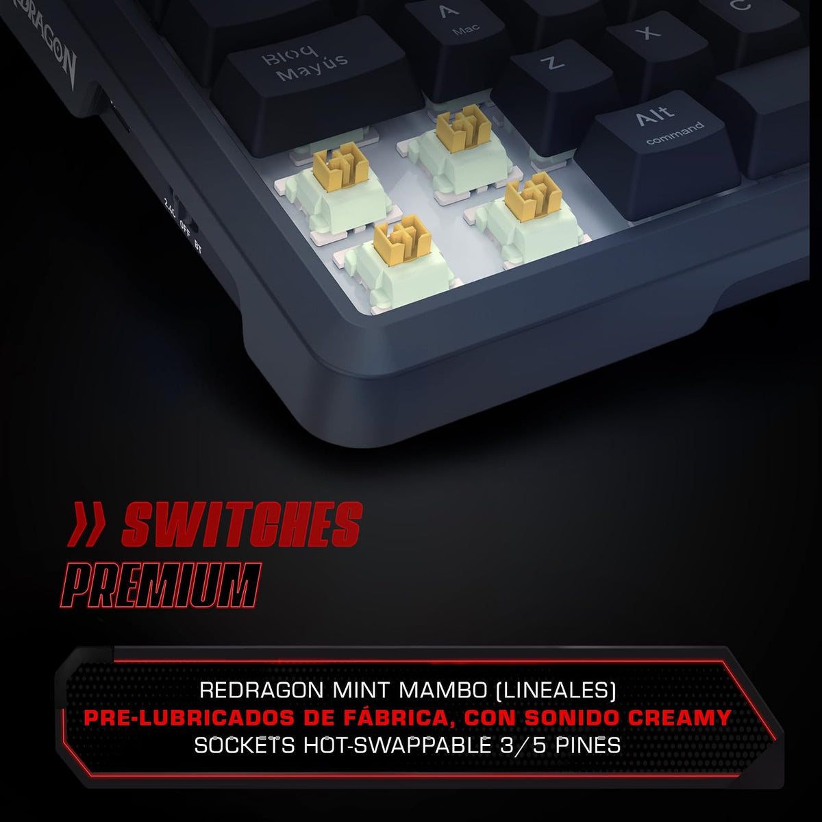 Redragon Teclado Gamer Mecanico Ucal K724 RGB, Inalambrico, LCD, Español