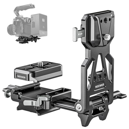NEEWER Plegable Placa de Batería V Mount con Placa Base de Cámara de Liberación Rápida Tipo Arca Vídeo Rig Cámara DSLR Compatible con SmallRig Batería de V Montaje Jaula dji RS4 RS3 Gimbal, PS015 Pro