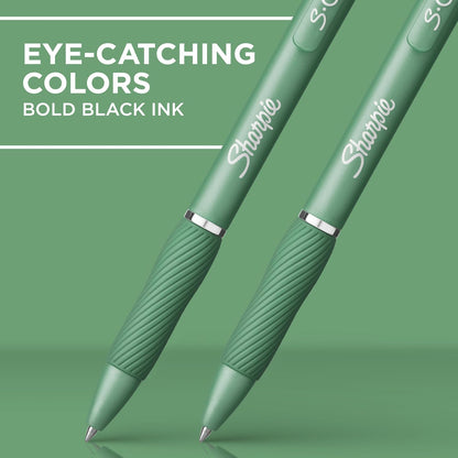Sharpie S-Gel Bolígrafos de gel, barril verde, tinta negra, punta media (0.7 mm), 4 unidades - Para el hogar, oficina, universidad, diario, dibujo, toma de notas, escritura
