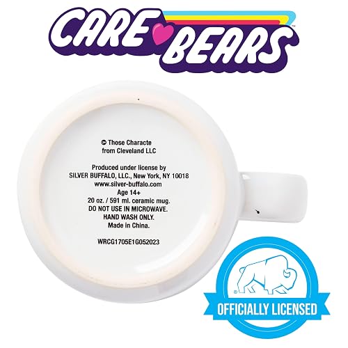 Silver Buffalo Care Bears - Taza de cerámica con logotipo de corazón arcoíris de 20 onzas