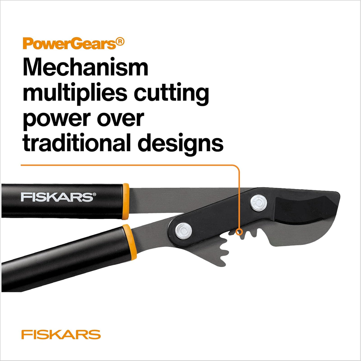 Fiskars PowerGear - Loppers de 32 pulgadas para recorte de árboles, resistente y afilado, cortador de ramas de árbol de hoja de acero de hasta 2 pulgadas de diámetro, capacidad de corte