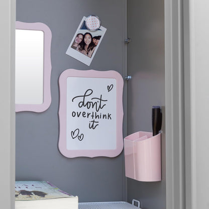 U Brands - Kit de accesorios para casillero de regreso a la escuela, rubor, 6 piezas, incluye pizarrón blanca, espejo y suministros de organización