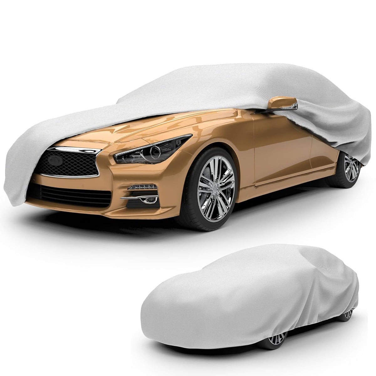 Budge Lite Funda de Automóvil, Se Adapta a sedanes de hasta 398.78 cm, B-1 - (Polipropileno, Gris), Gris, Size 1: Fits Cars 13'1" Long - Size 1: Fits Cars 13'1" Long