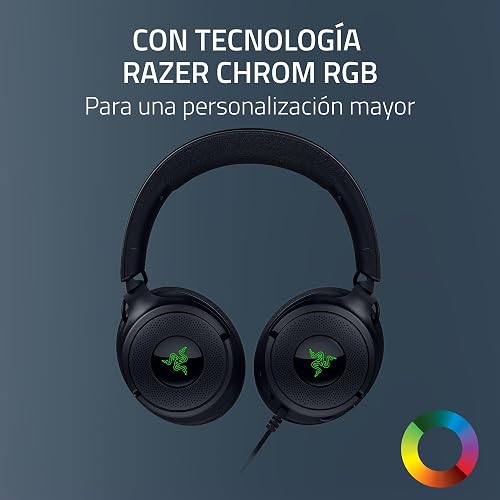 Razer Kraken V4 X Auriculares con Cable para Juegos: Altavoces de 40 mm - Micrófono Cardioide - Almohadillas de Espuma con Memoria - Iluminación RGB Chroma - Cable Tipo C y Tipo A - para PC, Mac, PS5