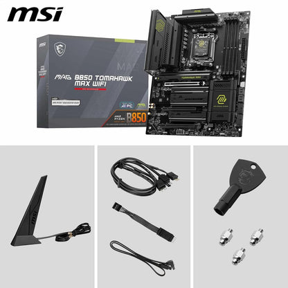 MSI MAG B850 Tomahawk MAX WiFi V1 Motherboard, ATX - Compatible con procesadores AMD Ryzen 9000/8000 / 7000, AM5-80A SPS VRM, DDR5 Memory Boost 8400+ MT/s (OC), PCIe 5.0 x16, M.2 Gen5, Wi-Fi 7, 5G LAN