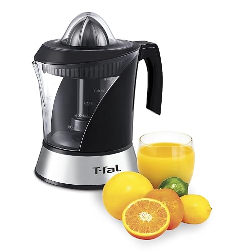 T-FAL Exprimidor de Jugo Power Press | 2 conos removibles y una jarra de 1L, 40 W de potencia, una gran opción para hacer jugos, Negro. ZP200855