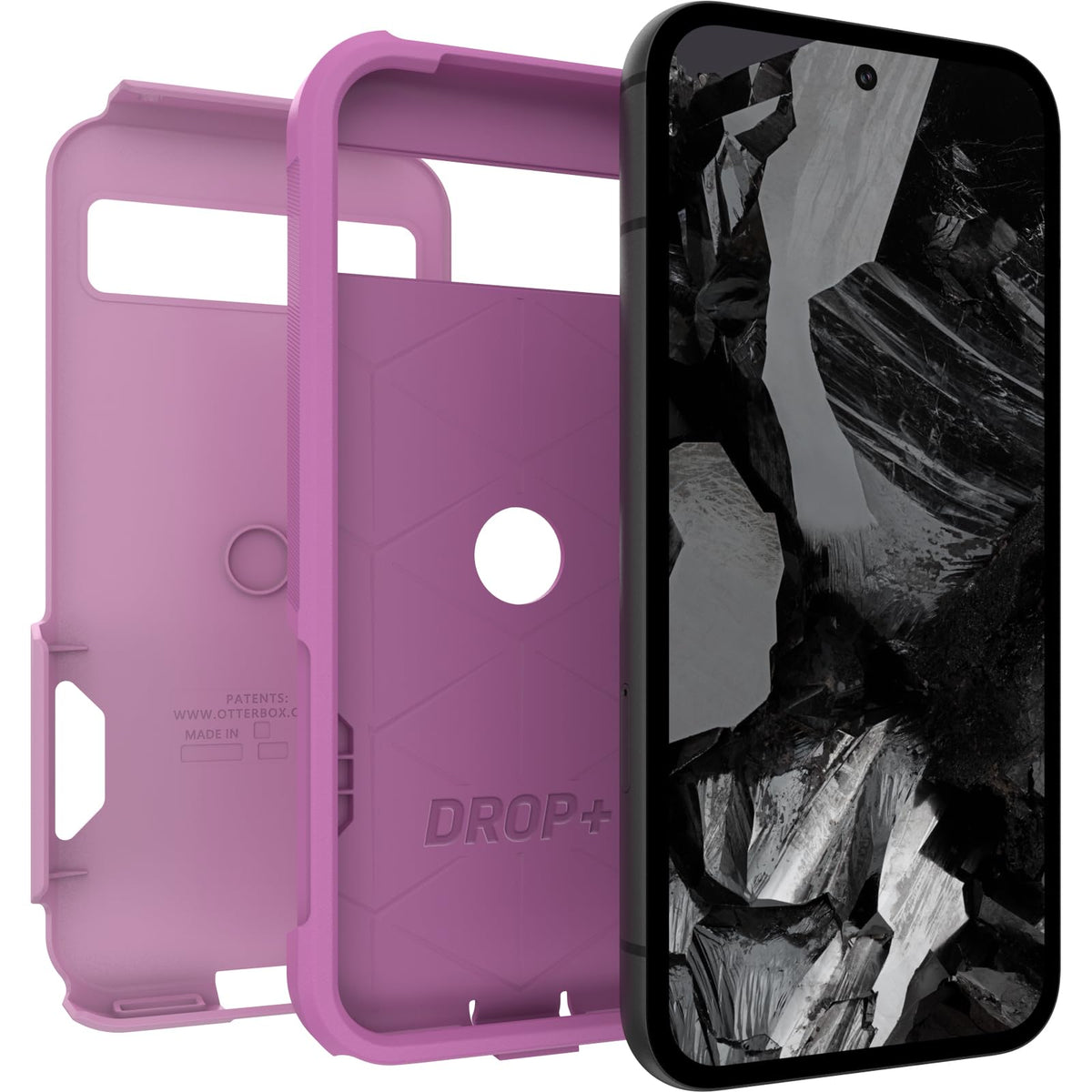 OtterBox - Funda para Google Pixel 8A Commuter Series – Run Wildflower (rosa), delgada y resistente, apta para el bolsillo, con protección de puerto