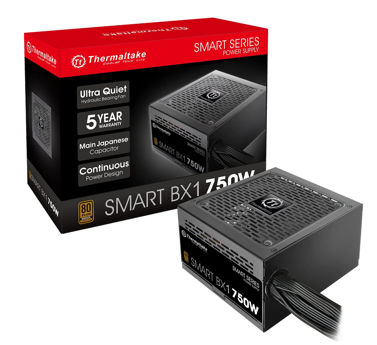 Thermaltake Fuente de Poder para PC 80 Plus, Ventilador 120 mm - 750 Vatios - Bronce 80+. - Fuente de alimentación